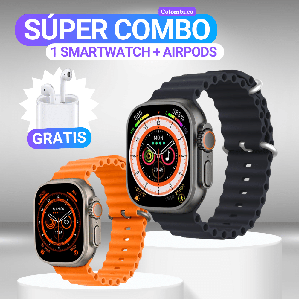 Combo Reloj Inteligente Ultra 8 + AirPods® ÚLTIMAS UNIDADES🚨