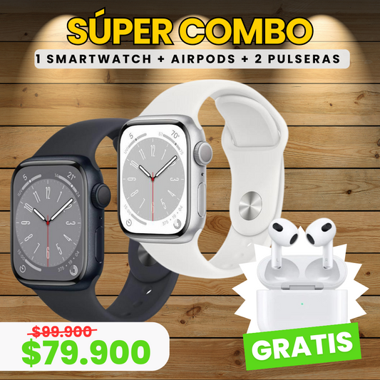 Combo Reloj Inteligente W26 + AirPods® + 2 Pulseras